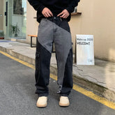 Threebooy Y2K Jeans Men Patchworks Mid Waist Denim American Street Wear Contrast Color Male's Fashion Cargo Jeans
